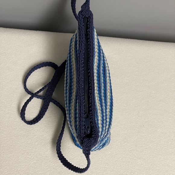 Woven Blue Stripe Crossbody Handbag - Picture 7 of 11